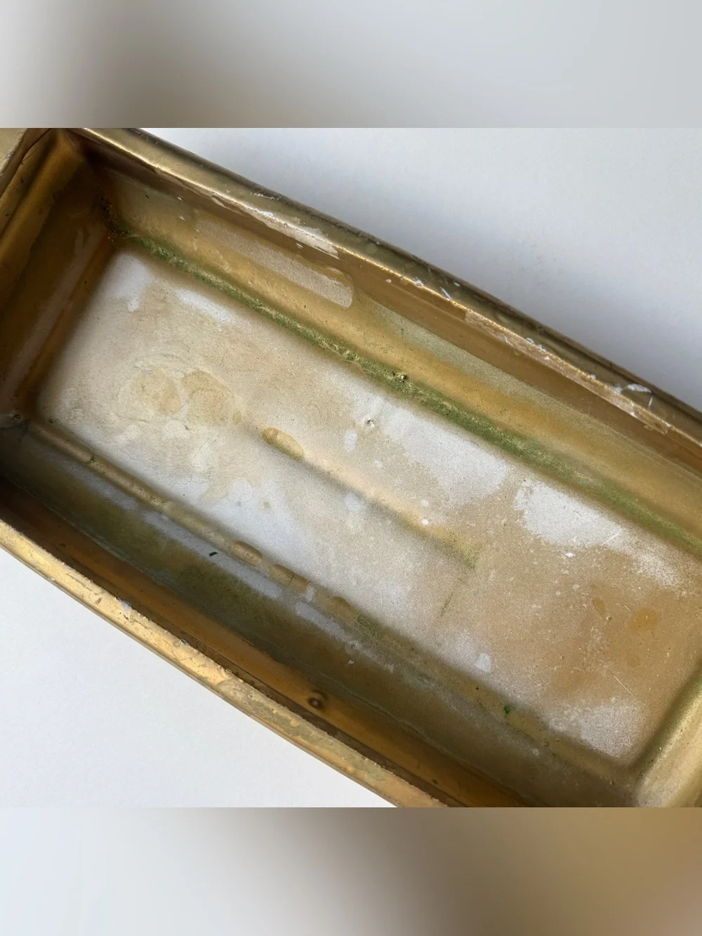 Gold Rectangular Ceramic Planter Tray - Decorative Home Bath Accent